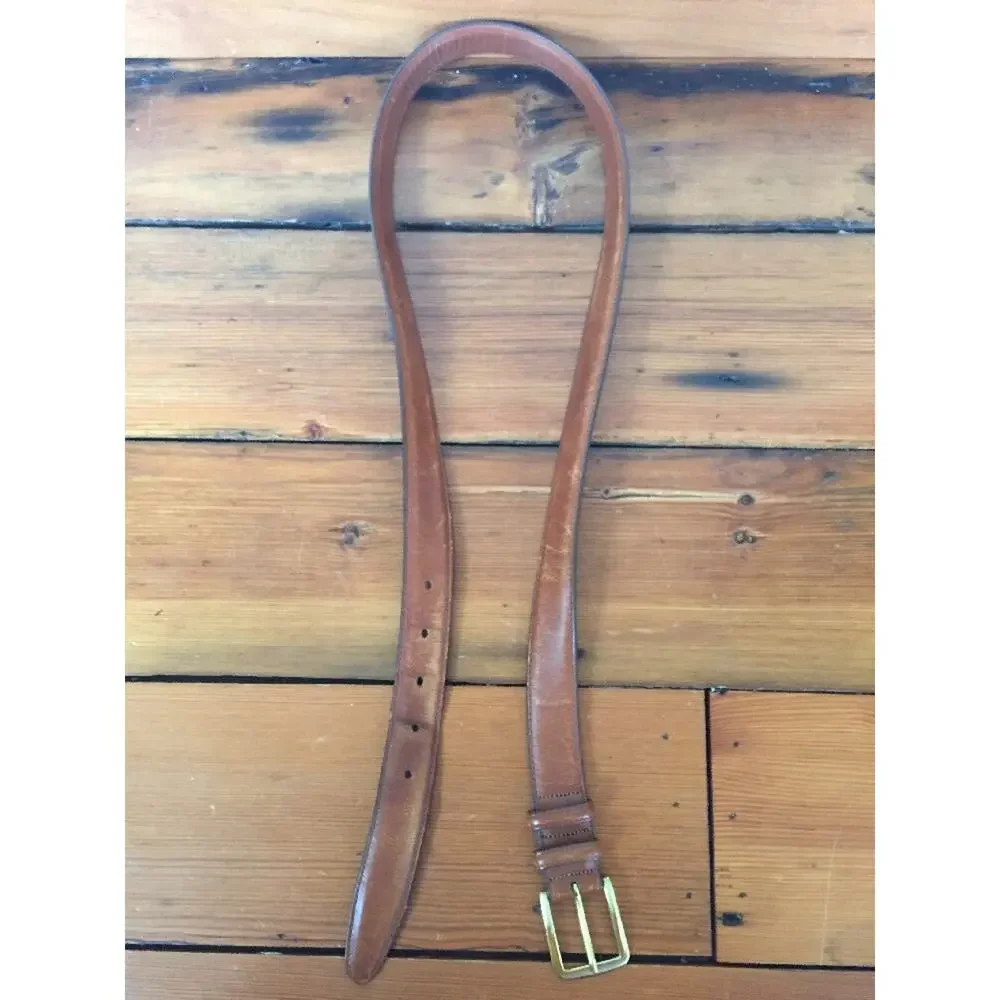 Allen Edmonds Hand Crafted Burnished Calf Brown Genuine Leather Dress Belt 38